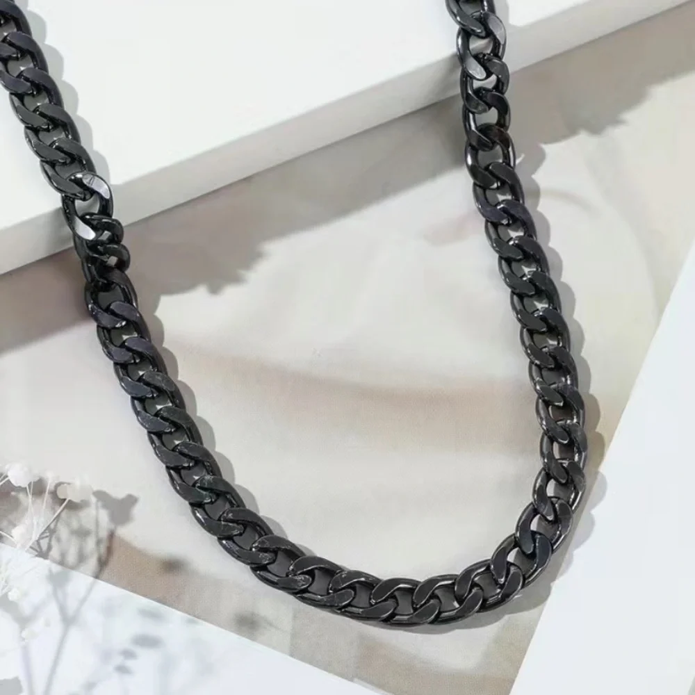 Black Stainless Steel Cuban Chain Necklace - Picture 3 of 9